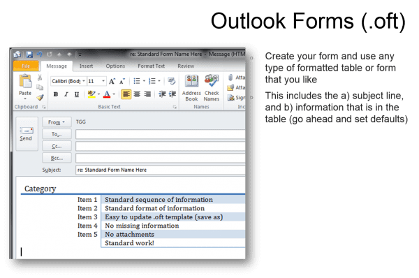 Outlook .OFT (Standard Work) Forms